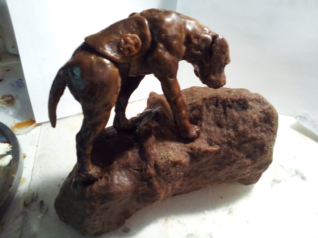 K9 Alpine Rescue sculpture in wax preparing for production by Bobbie Reiff Blinder Port Townsend Washington and Newport Beach California