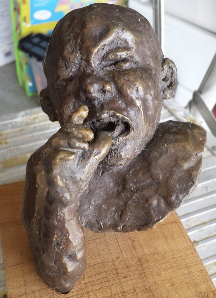The Cry Baby (Gritona) sculpture in bronze by Bobbie Reiff Blinder Port Townsend Washington and Newport Beach California